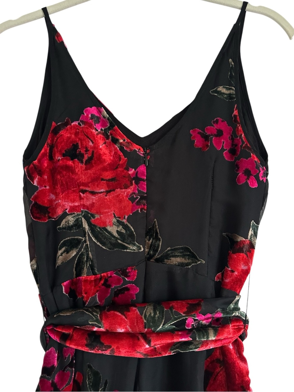 Anthropologie Etti TWA Black Burnout Velvet Floral Cropped Wide Leg Jumpsuit XS - Picture 7 of 16